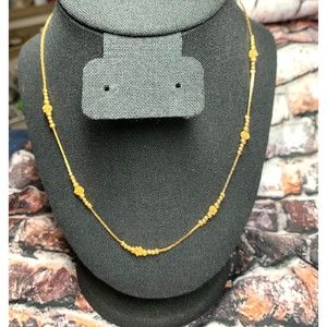 LR Branded Gold Tone Necklace 17" Ball Accents Layering Delicate Woman EUC